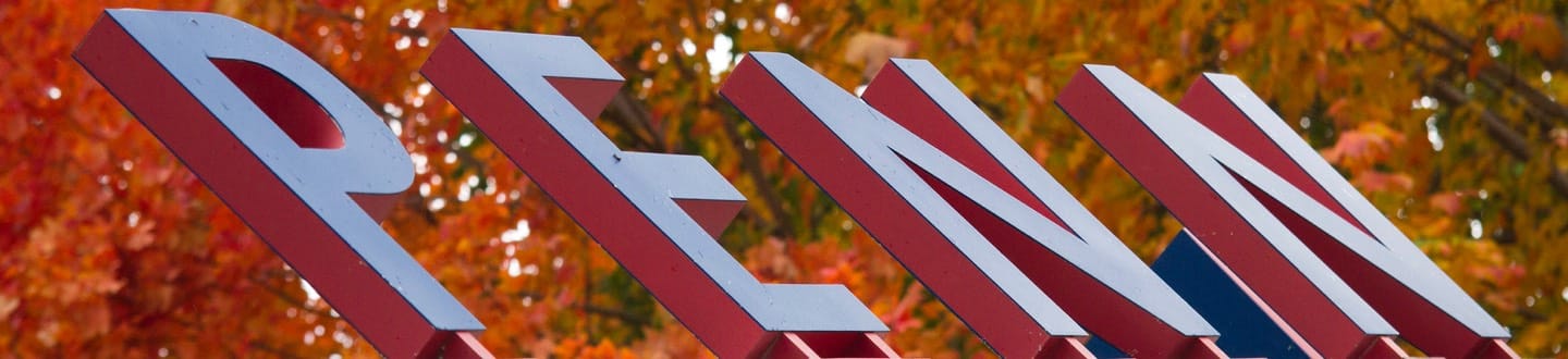 Raised metal sign spells out Penn