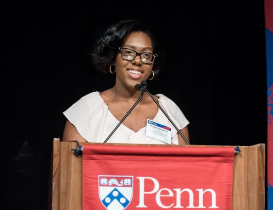 Destiny speaking at the donor celebration