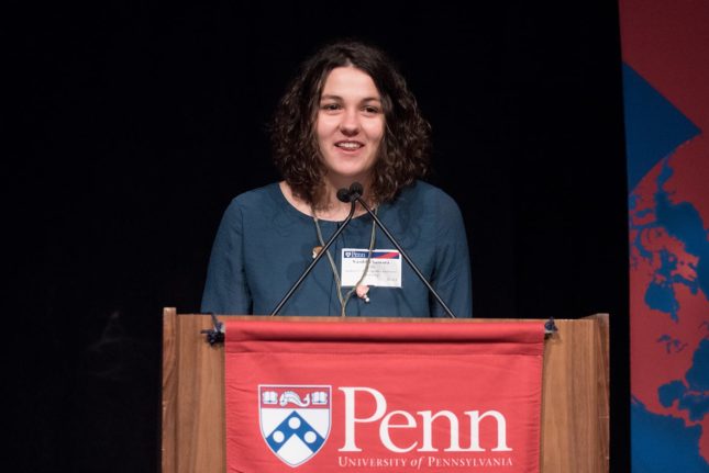 Vasiliki speaking at donor celebration