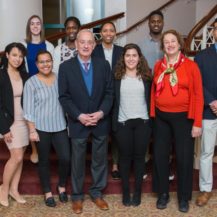 Group photo of scholars at 2017 Wharton Aresty Dinner