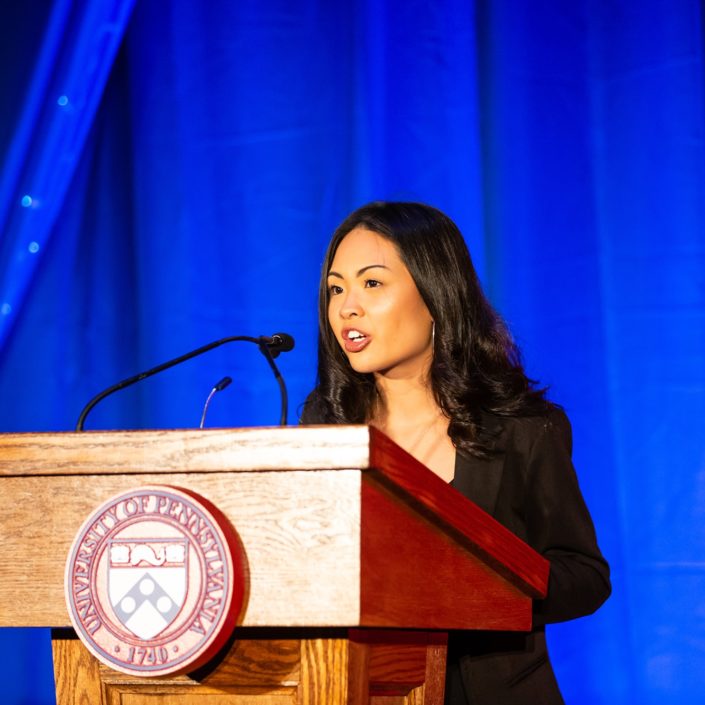 Angelica delivers her speech to the Celebration crowd