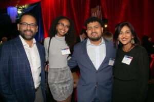 Ashish, W’92, and Sapna Choksi Shah, C’93, W’93 attend the Fall 2019 Scholarship Celebration with Dan, C’20 and Najma, C’22, recipients of their Named Scholarship.
